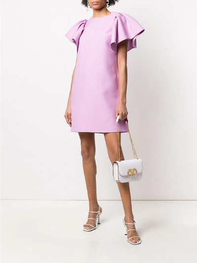 Shop Valentino Trimmed Dress In Violet