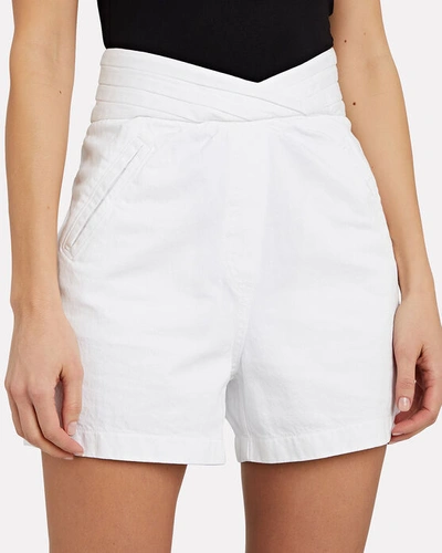 Shop Rta Ellena High-rise Denim Shorts In White