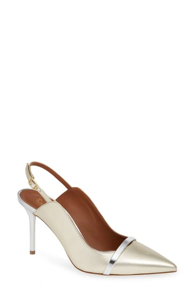 Shop Malone Souliers Marion Pump In Gold Leather/ Silver