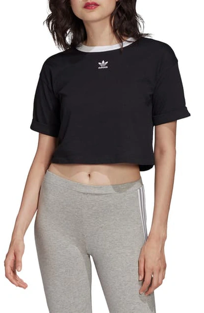 Shop Adidas Originals Ringer Crop Top In Black/ White