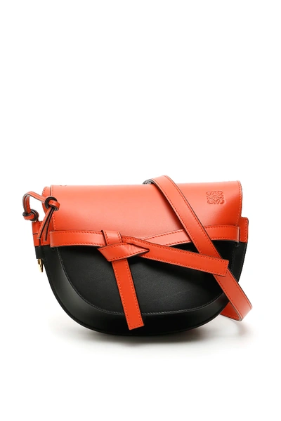 Shop Loewe Bicolor Small Gate Bag In Orange,black