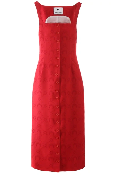 Shop Marine Serre Jacquard Logo Long Dress In Red