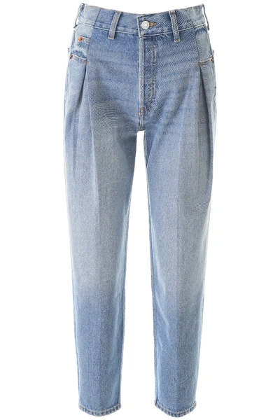 Shop Re/done Pleated Baggy Jeans In Light Blue