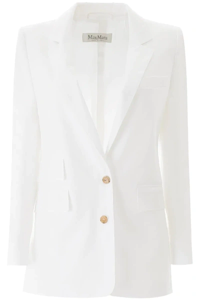 Shop Max Mara Ronchi Cotton Blazer In White