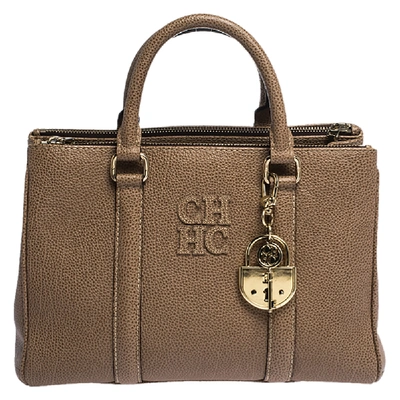 Pre-owned Carolina Herrera Light Brown Leather Andy Tote