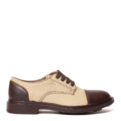 Shop Pezzol 1951 Canvas & Leather Lace-up Shoes In Beige/brown