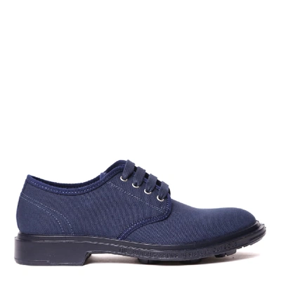 Shop Pezzol Navy Canvas Derby Shoes In Blue