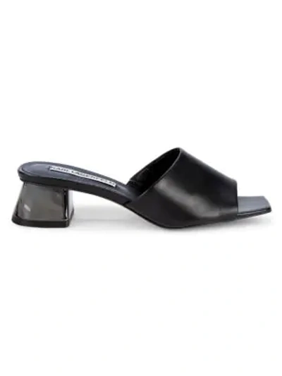 Shop Karl Lagerfeld Marcaria Block-heel Leather Mule Sandals In Black