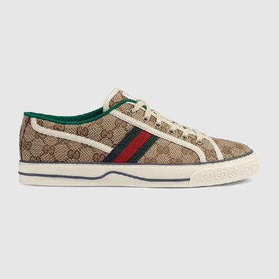 Shop Gucci Men's Gg  Tennis 1977 Sneaker In Beige