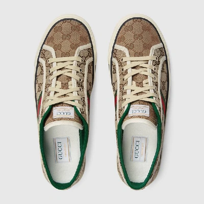 Shop Gucci Men's Gg  Tennis 1977 Sneaker In Beige