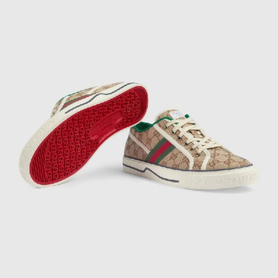 Shop Gucci Men's Gg  Tennis 1977 Sneaker In Beige