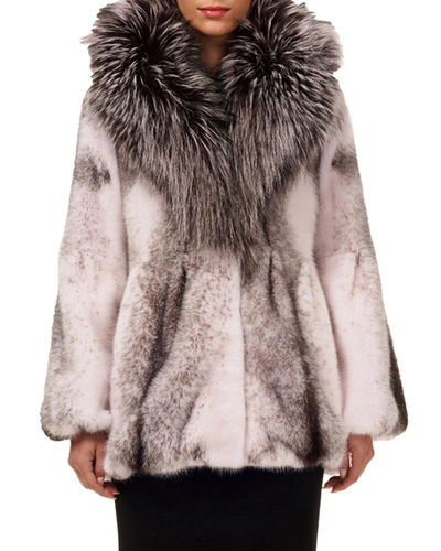 Shop Gorski Mink Fur Jacket With Fox Fur Hood In Maroon