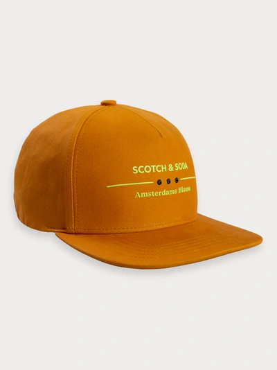 Shop Scotch & Soda Logo Detail Cap In Orange