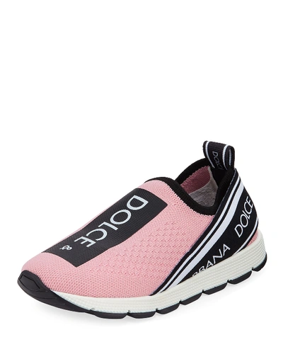 Shop Dolce & Gabbana Girl's Maglina Slip-on Knit Logo Sneakers, Toddler/kids In Multi