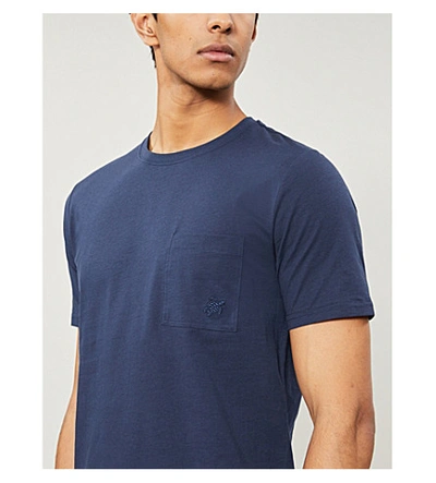 Shop Vilebrequin Embroidered-logo Cotton-jersey T-shirt In Navy