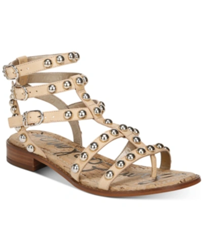 Shop Sam Edelman Women's Eavan Studded Gladiator Sandals Women's Shoes In Natural Sand