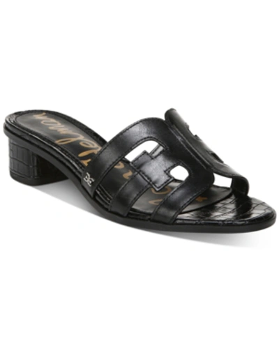 Shop Sam Edelman Illie Logo Slide Sandals Women's Shoes In Black Leather