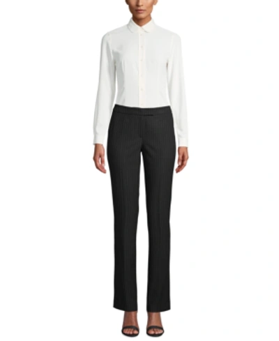 Shop Anne Klein Pinstriped Modern Dress Pants In Anne Black/anne White