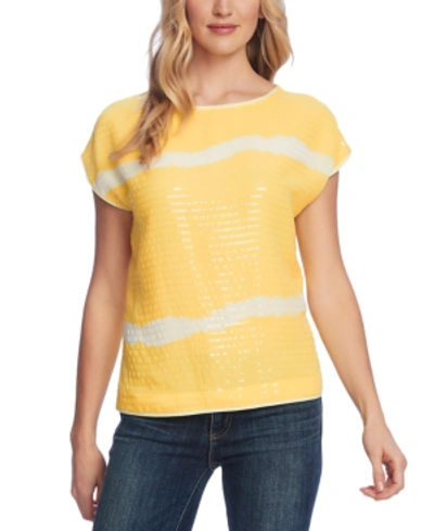 Shop Vince Camuto Sequin-stripe Top In Primrose Yellow