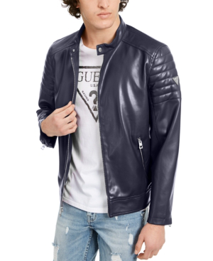 navy faux leather jacket