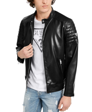 guess men's faux leather jacket