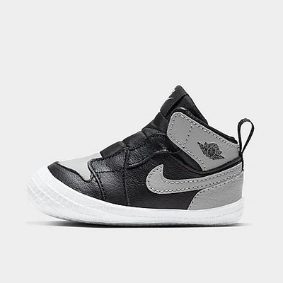 Shop Nike Infant Air Jordan Retro 1 Crib Booties In Grey/black