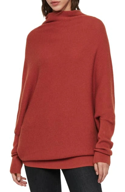 Shop Allsaints Ridley Funnel Neck Wool & Cashmere Sweater In Paprika Red