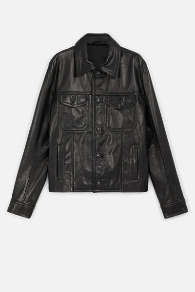 Shop Ami Alexandre Mattiussi Buttoned Leather Jacket In Black