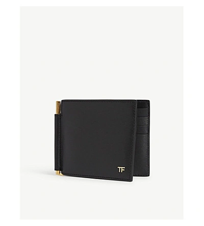 Shop Tom Ford T-line Money Clip Leather Wallet In Green