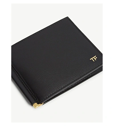 Shop Tom Ford T-line Money Clip Leather Wallet In Green