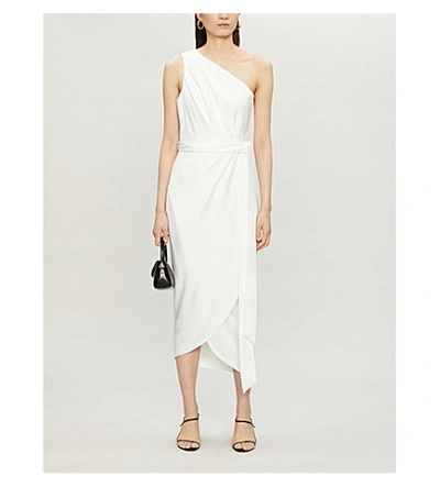 Shop Ted Baker Womens Ivory Gabie One-shoulder Satin-crepe Midi Dress 14