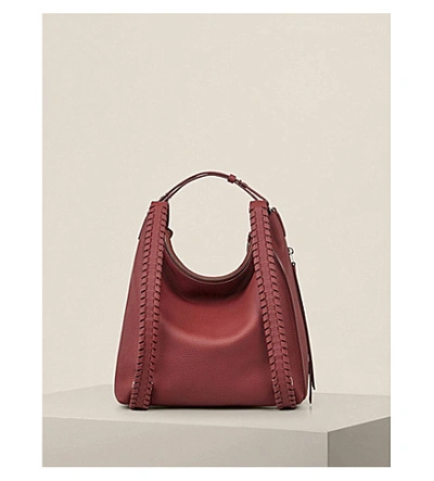 Shop Allsaints Kita Small Leather Backpack In Berry Red