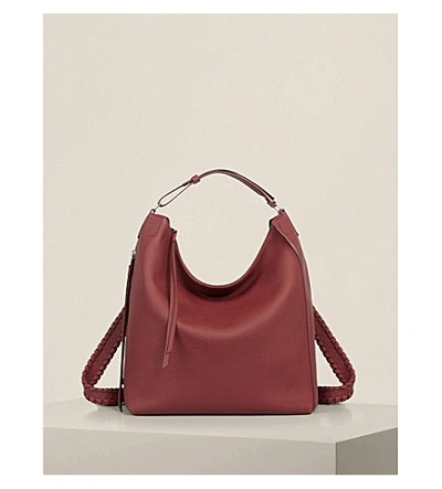 Shop Allsaints Kita Small Leather Backpack In Berry Red