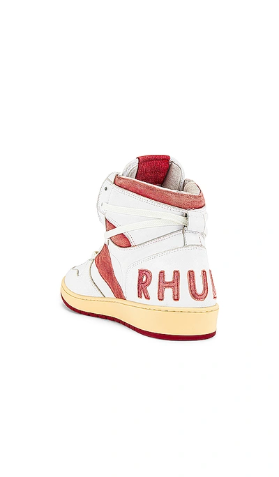 Shop Rhude Bball Hi Sneaker In White Leather & Red