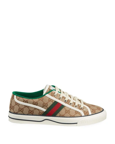 Shop Gucci Men's Tennis 1977 Gg Canvas Sneakers In Beige