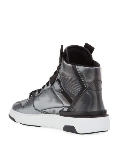 Shop Givenchy Men's Wing Faux-leather High-top Sneakers In Gray