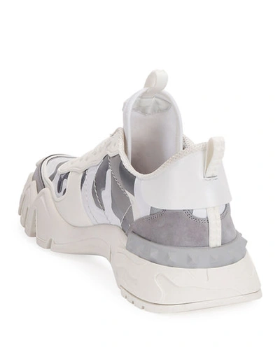 Shop Valentino Men's Rockrunner Plus Camo Sneakers In White