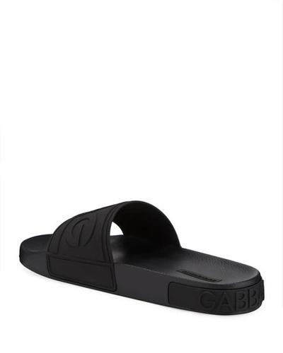 Shop Dolce & Gabbana Men's Logo-embossed Rubber Slide Sandals In Black