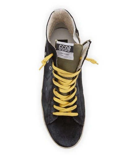 Shop Golden Goose Men's Francy Vintage Star High-top Sneakers In Black