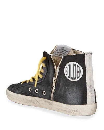 Shop Golden Goose Men's Francy Vintage Star High-top Sneakers In Black