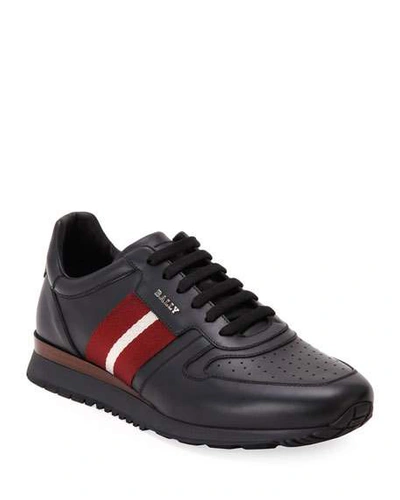 Shop Bally Men's Astel Trainspotting Leather Runner Sneakers In Black