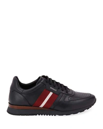 Shop Bally Men's Astel Trainspotting Leather Runner Sneakers In Black