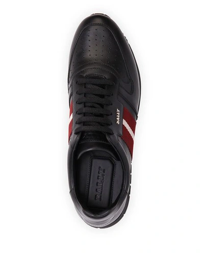 Shop Bally Men's Astel Trainspotting Leather Runner Sneakers In Black