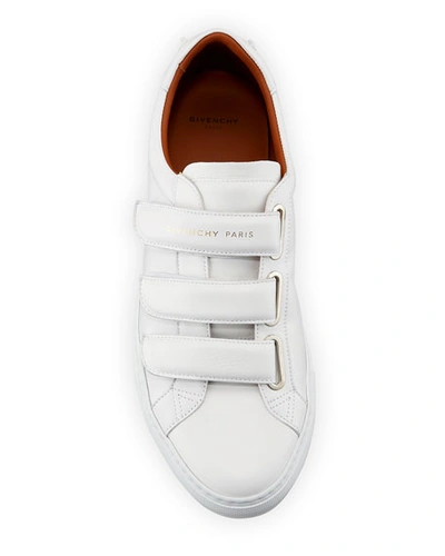 Shop Givenchy Men's Urban Three-strap Tonal Leather Sneakers In White