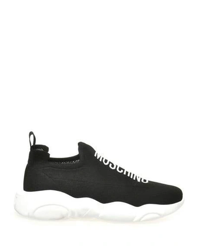 Shop Moschino Men's Chunky Logo Sock Sneakers In Black