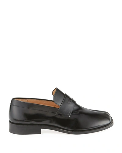 Shop Maison Margiela Men's Tabi Advocate Split-toe Penny Loafers In Black