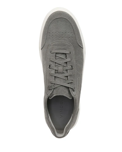 Shop Vince Men's Barnett Perforated Suede Low-top Sneakers In Gray