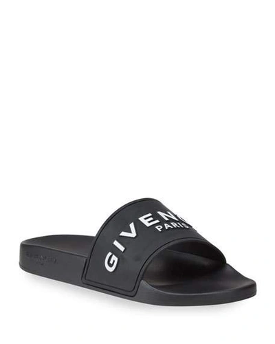 Shop Givenchy Men's Logo Pool Slide Sandals In Black