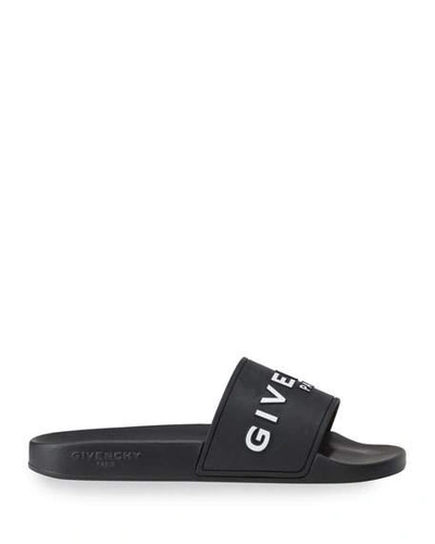 Shop Givenchy Men's Logo Pool Slide Sandals In Black