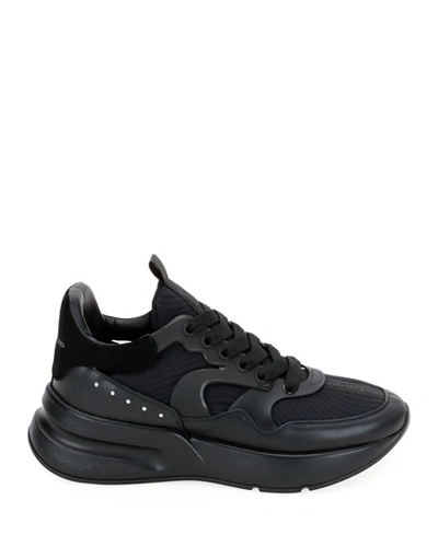 Shop Alexander Mcqueen Men's Tonal Oversized Runner Sneakers In Black/silver